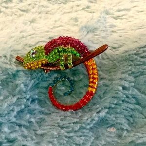 Chameleon Pin, Multicolor in Goldtone, NEW